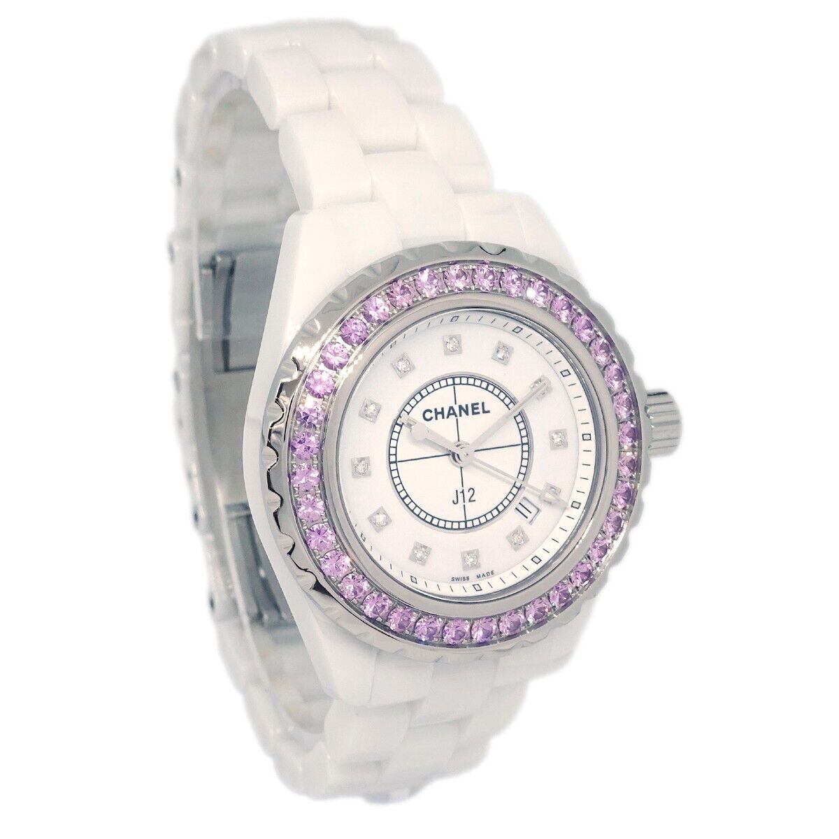 全信頼を寄せる J12 Ref.H2010 Chanel 33mm Diamond SS Ceramic Watch Quartz J12