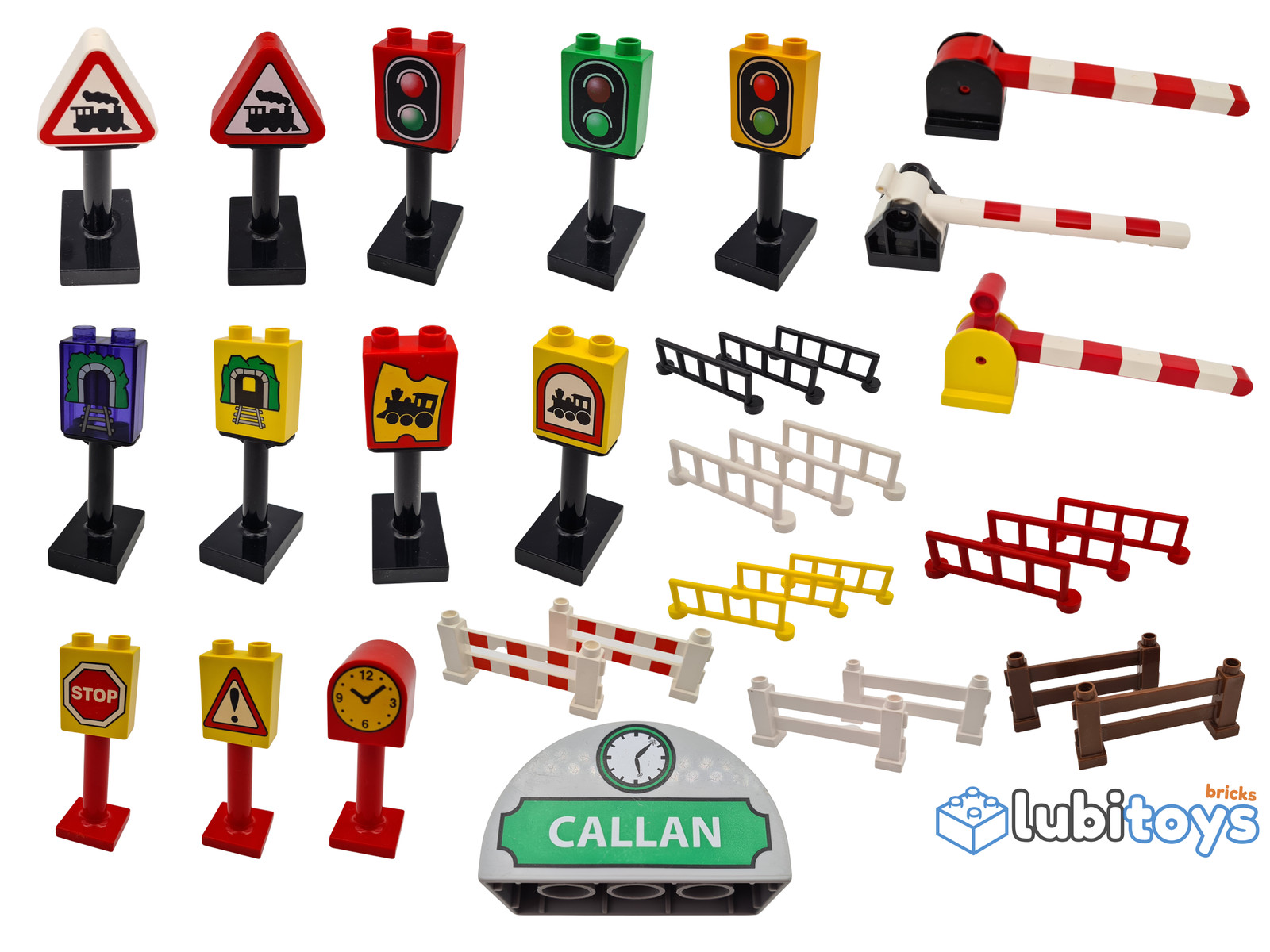 Lego® Duplo Eisenbahn TRAIN Straßenschild Absperung Verkehrszeichen Zaun Gelände