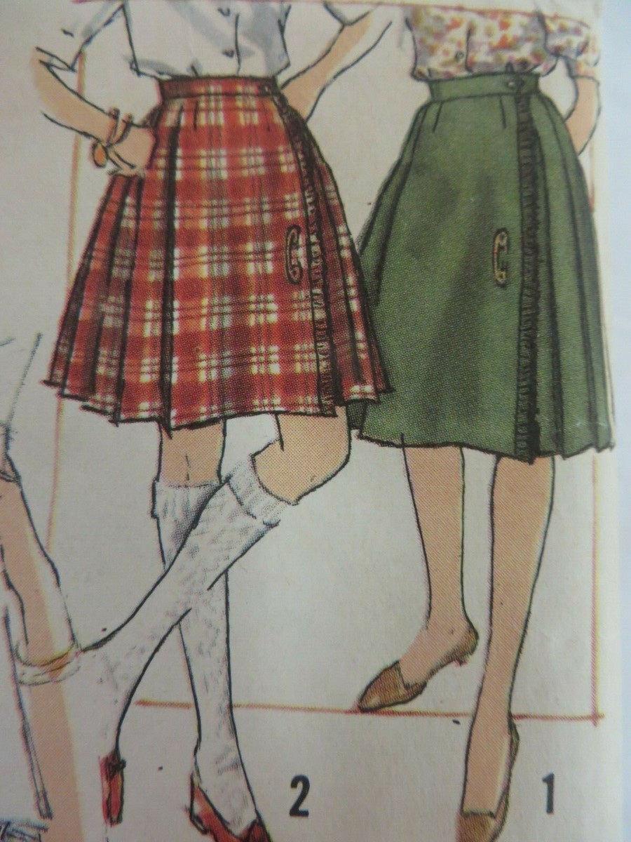 Vtg 60s Simplicity 4109 KILT BANDSTAND SKIRT Sewing Pattern Women