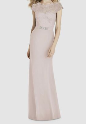 $290 Jenny Packham Women's Pink Lace & Crepe Column Gown Dress US Size 10
