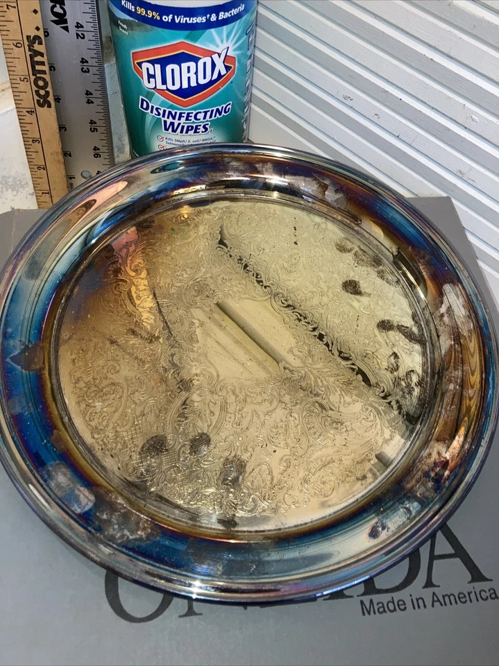 Круглый поднос Oneida Silverplate Ridgewood 12,5 дюйма 82022512A сделано в 🇺🇸 - Изображение 3 из 4