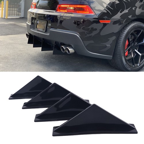 For Chevrolet Chevy Camaro Rear Bumper Diffuser Lip Splitter Shark Fins Glossy