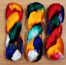 Knitting Work Sari Skein Reel Silk 3 Skeins Yarn Lace Fabric 345g Woven Thread 