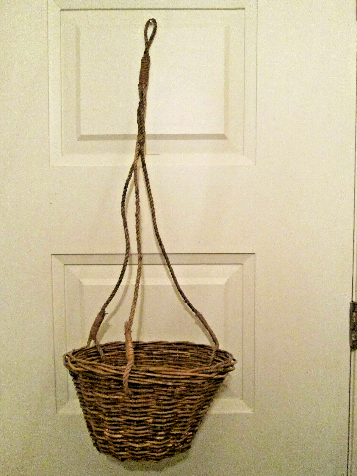 Vtg Wicker Hanging Plant Basket 12