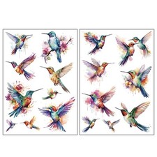 Watercolor Hummingbirds Temporary Tattoo Stickers Waterproof Stickers for Women