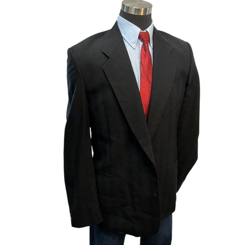 42xl Vtg Thick 100% Wool Black wide Self-Stripe Suit Jacket Sport Coat Blazer