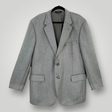 Jos A Bank Sport Coat Mens 46R Gray Herringbone Silk Camel Hair Blazer Classic
