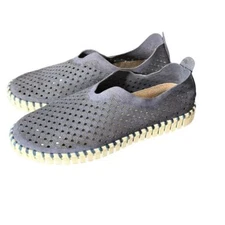 Ilse Jacobsen Tulip Slip On Perforated Shoes Blue Women Size 36 US 5.5 6 Loafer