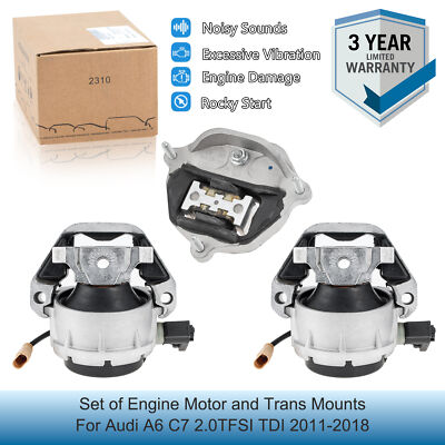 Pair of Engine Mounts and Transmission Mount 4G0199381 For Audi A6 C7 S6 2.0T