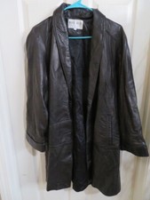 Women's Genuine Leather Jacket By Red Kid Black Label Mid Length Coat Sz Medium