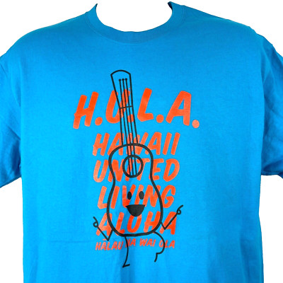 H.U.L.A. Hawaii United Living Aloha Mens T-Shirt size M/L Halau Na Wai Ola Uke