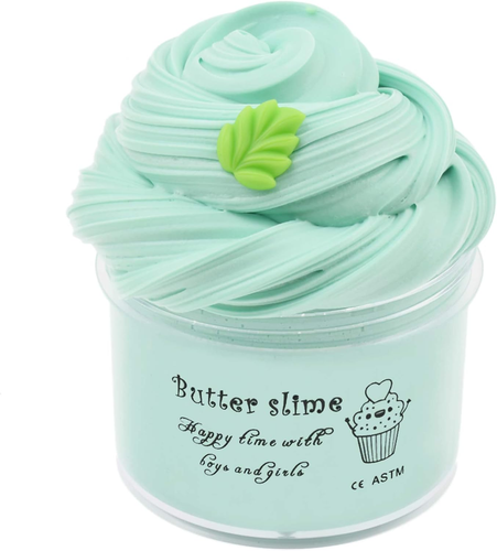 Green Butter Slime with Leaf Charm 7OZ Premade Butter Slime for Kids Party Favor
