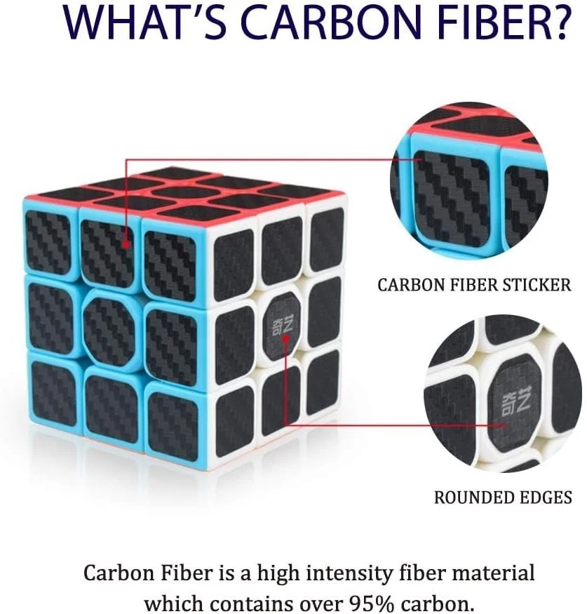 QY Toys Warrior W Speed Cube 3x3 — гладкая наклейка из углеродного волокна Magic Cube 3x3x3 - Изображение 2 из 4