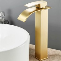 Wasserfall Waschtischarmatur Hoch Wasserhahn Bad Waschbecken Mischbatterie Gold