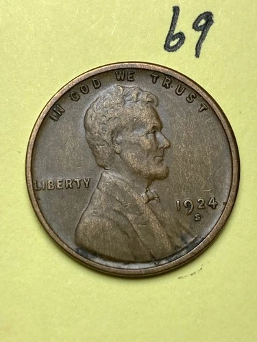 1924-S LINCOLN WHEAT CENT, SUPERB QUALITY CONDITION! XF, #69