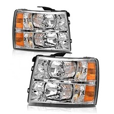 Headlights Assembly for 2007-2013 OE Type A-Chrome Housing Amber Reflector