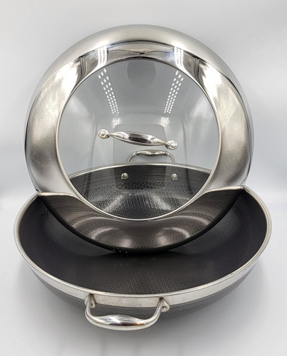 HexClad 14" WOK with Stainless Steel LID 14-Inch 14 Hybrid Nonstick -Used Good