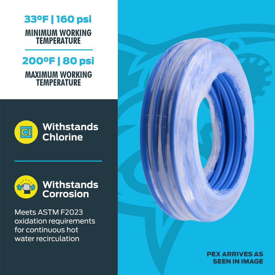 SharkBite U860B100 PEX-Schlauch, 1/2 Zoll x 30 m 50-Foot weiß SharkBite U860B100 PEX-Schlauch, 1/2 Zoll x 30 m 50-Foot weiß
