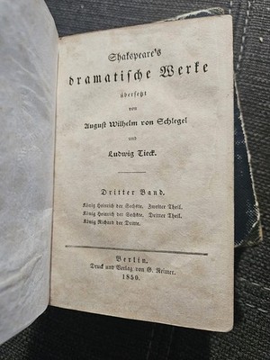 Shakespeare Dramatische Werke 1850/51 Berlin Schlegel Tieck 4 Bände