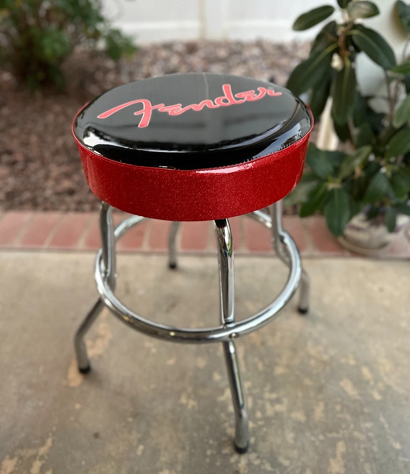 Taburete de bar a rayas Ender Custom Shop 24" altura de mostrador - lado rojo brillante - Sw Foto 2 de 4