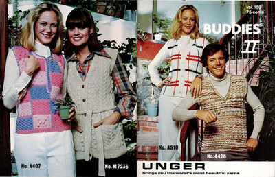 Unger Knitting Pattern Booklet Buddies II Mens Womens Sweater Patterns 1974 VTG