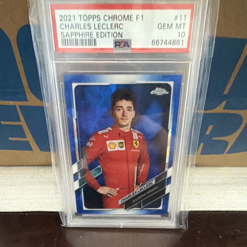 Topps 2021 Chrome F1 Sapphire #11 Charles Leclerc Scuderia Ferrari PSA 10