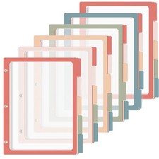 30PCS/6 Set 3 Ring Binder Dividers with Tabs 5 Color Page Dividers for 3 Ring...