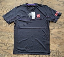 Uniqlo Federer tennis Men Dry-Ex Polo T-Shirt with M black/purple