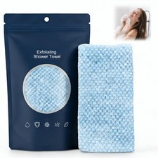 scrlous Exfoliating Shower Towel, Skin 1 Count Pack of 1 , Blue