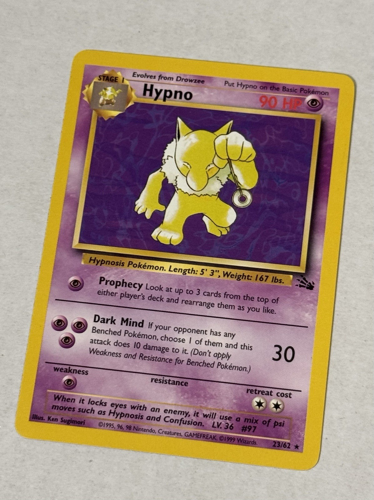 Hypno #23 - Fossil Non Holo Rare - 1999 Pokemon TCG