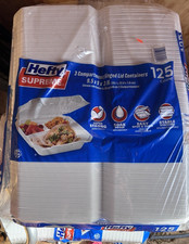 Hefty Supreme 3 Compartment Hinged Lid Foam Containers 9.5 x 3 in 125 Count