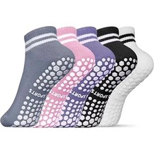 Grip Socks for Women Non Slip Yoga Pilates Socks Double Stripe Design