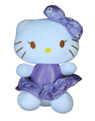 Sanrio Hello Kitty with Purple Sparkle Bow & Dress & Suction Cup Hanger 8'' Plush