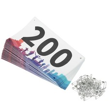 Running Bib Numbers 7x4 Inch, 1-200 Waterproof Competitor Number, Multicolor