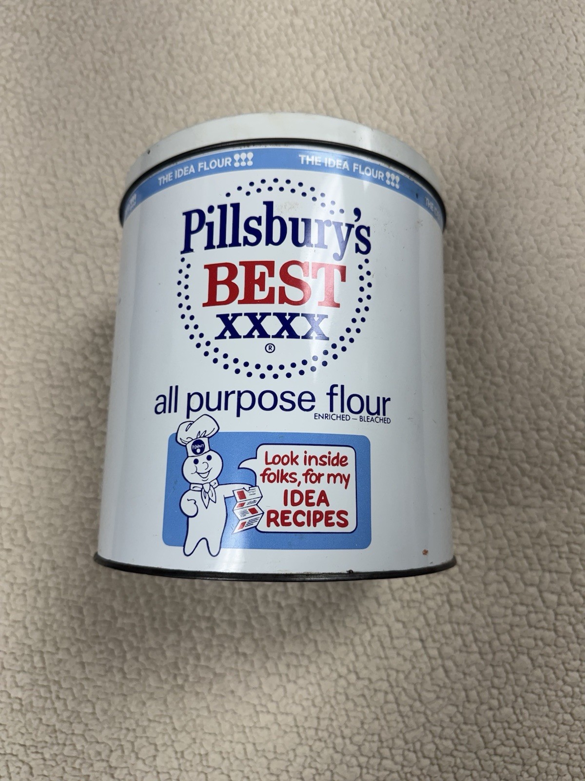 Vintage Doughboy J.L. Clark Pillsbury's Best Metal Flour Tin XXXX Canister 8"