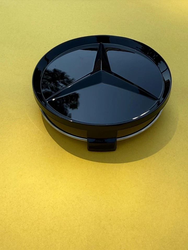 4x Mercedes Benz Center Caps All Glossy Black 2.95Inch/75mm Fits Most Models - Image 3 of 4