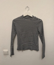 Monki Damen Langarm T-Shirt gestreift Schwarz...