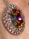 Red AB Rivoli Pendant Necklace 18” Vintage — photo 4
