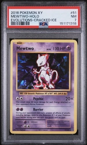 2016 Pokémon XY Mewtwo-holo Evolutions Cracked Ice PSA 7