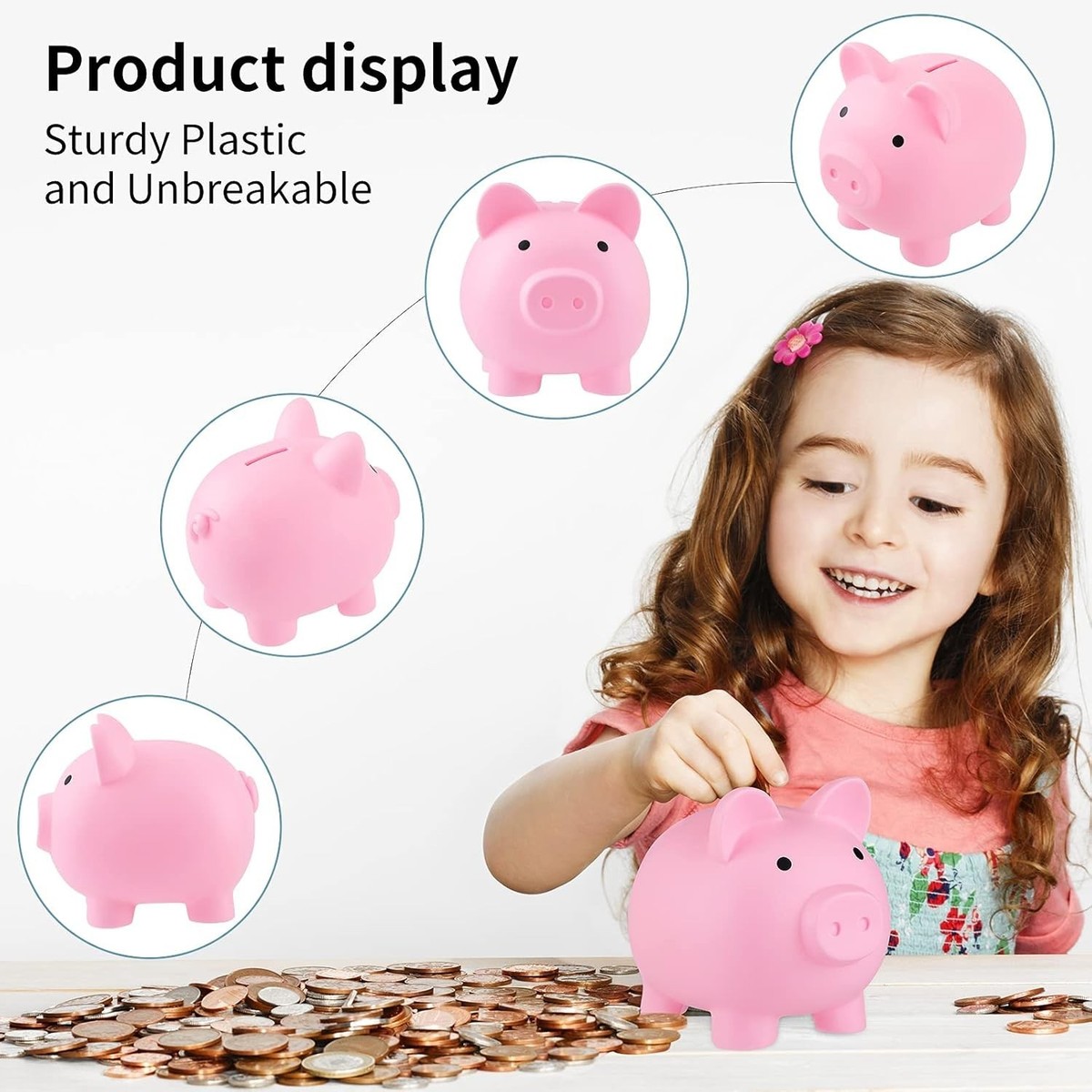 Large Piggy Banks, Cute Plastic Pig Money Box, Piggy Bank for