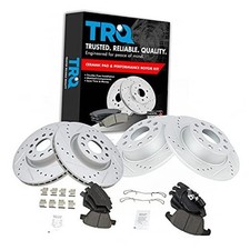 Front and Rear Brake Pad and Rotor Set Ceramic Coated Drilled Slotted Vented