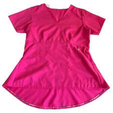 Vera Bradley Women  s Scrub Top Small Pink Short Sleeve V Neck Front Charm Pink