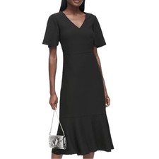 Banana Republic Midi A-line Dress V-neck Flutter Sleeves Flounce New Women’s 0