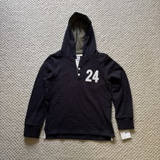 CARTER  S New Boys 7 Small 100 Terry Cotton Ink Blue Pullover Hoodie NWT 28