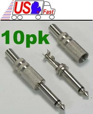 Lot10 1/4"Mono Male Plug Audio/Guitar/Mic/PA Cable/Cord End/Terminator 6.3mm nS