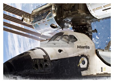 SPACE SHUTTLE ATLANTIS CONNECTED TO ISS INTERNATIONAL SPACE STATION 5X7 PHOTO