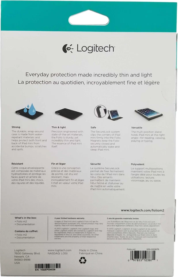 Logitech Slim UltraThin Folio Protective Cover iPad Mini 1 2 3 Gen Retina Case - Image 2 of 4