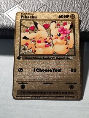 POKEMON - PIKACHU - I CHOOSE YOU - GOLD METAL CARD - ENGLISCH - I LOVE YOU