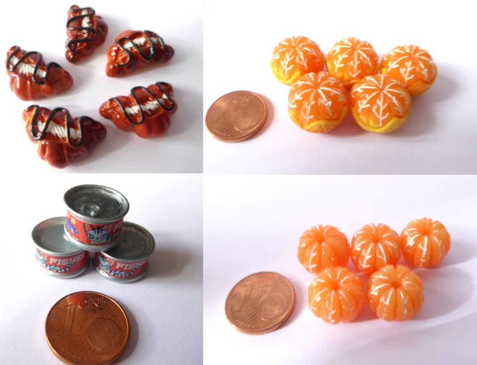 Orange Mandarine Croissant Fisch Lebensmittel Kaufladen Puppenstube Miniatur