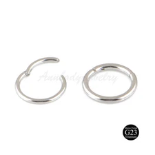 18G 16G 14G G23 Titanium HINGED Segment Nose Ring Septum Clicker Daith Hoop
